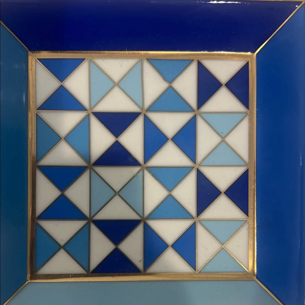 Jonathan Adler Blue and Gold Geometric Tray